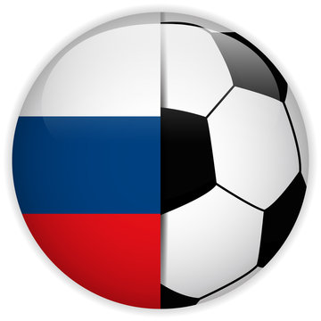 Russia Flag with Soccer Ball Background