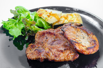 Pork steak with black pepper