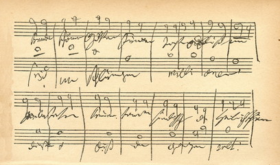 Beethovens autograph (IX symphony-Freude, schöner Götterfunken) - obrazy, fototapety, plakaty