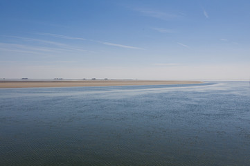 Sandbank or shallows nearby the Hallig Langeness