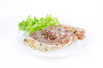Fresh pork steak with black pepper