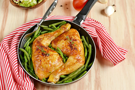 Roasted Chicken Legs With Green Beans