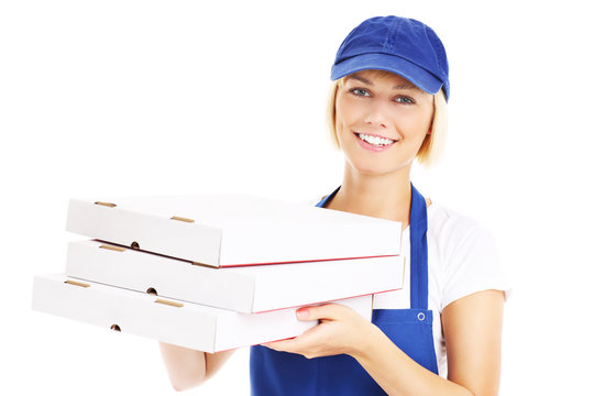 Woman Delivering Pizza