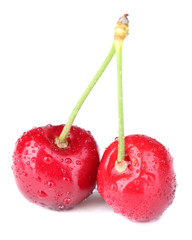 Ripe sweet cherries, isolated on white