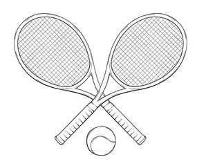 two tenis rackets and ball