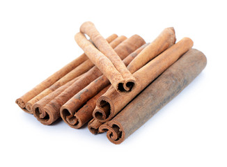 Sticks cinnamon isolated on white background