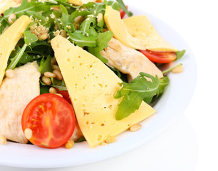 Fresh salad with arugula, isolated on white