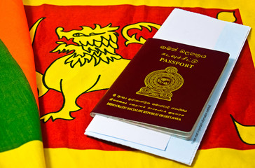 Sri Lankan Passport With Sri Lankan National Flag
