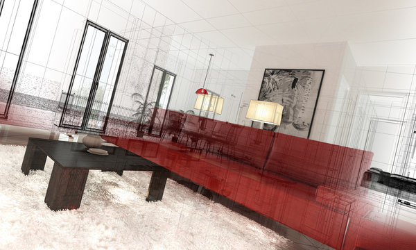 Appartamento, Rendering 3d progetto, interni