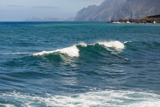 Breaking waves at coast of Madeira Island