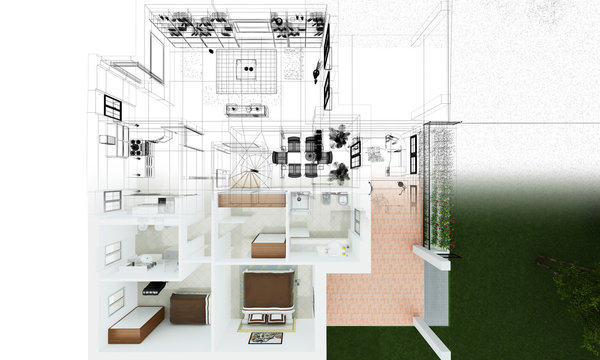 Appartamento, Rendering 3d progetto, interni