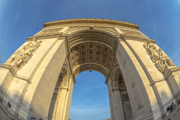 Fish-eye view of Arc de Triomphe