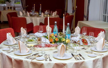Served table in a German restaurant