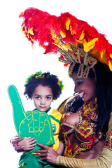 Brazilian Samba Dancer holding child