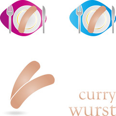 Essen, Currywurst, Wurst, Vektor
