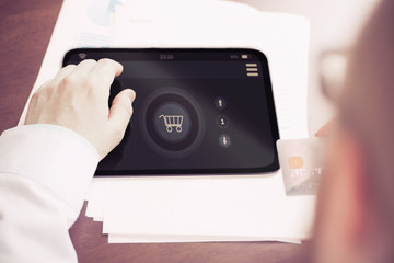 Using Credit Card at Shopping with Tablet