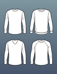 Set of 4 long sleeve t shirt templates