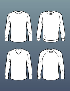 Set of 4 long sleeve t shirt templates