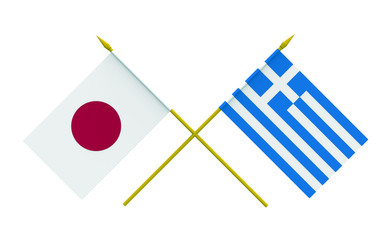 Flags, Japan and Greece