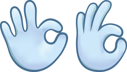 Fototapeta premium Front and side view of a blue hand making the OK sign