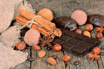 Dark chocolate and truffles