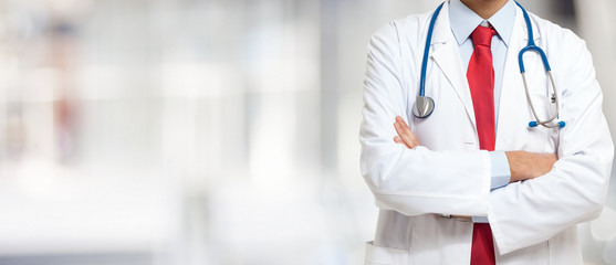 Doctor in front of a bright background