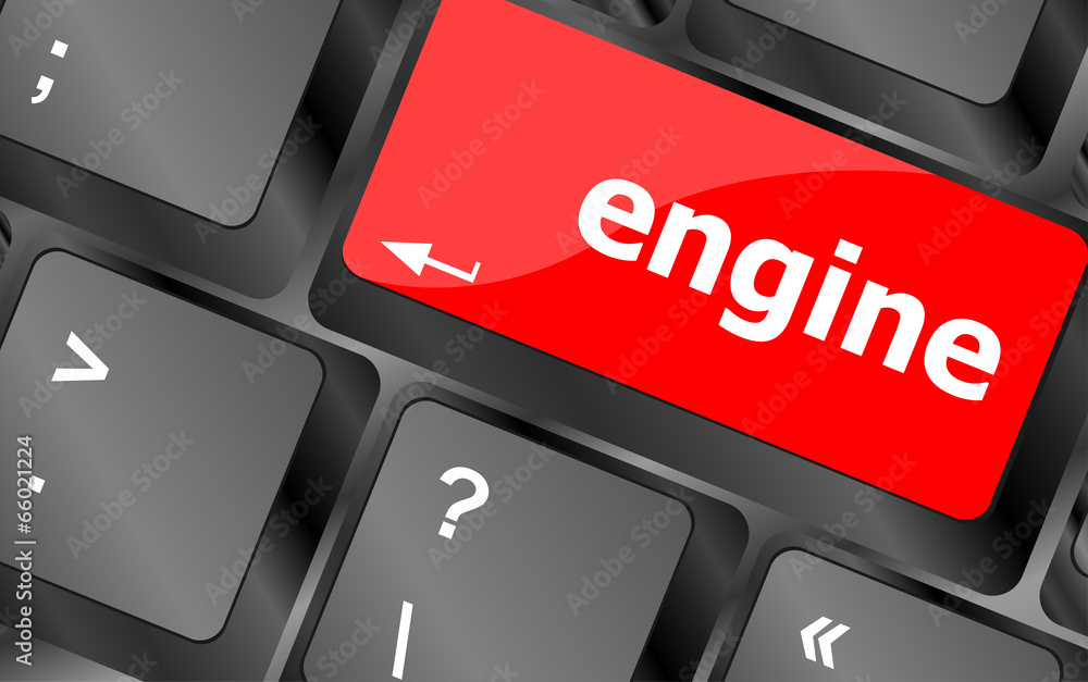 Poster engine word on computer pc keyboard key