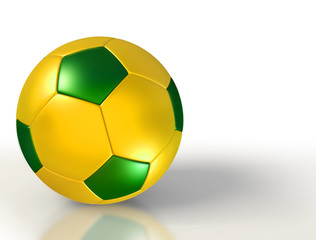 brazil colours on soccer ball on white background