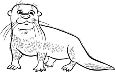 otter animal cartoon coloring page
