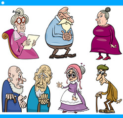 seniors people set cartoon illustration