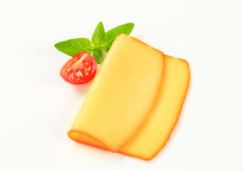Slice of smoked cheese