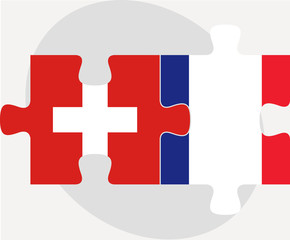 Swiss and French Flags in puzzle