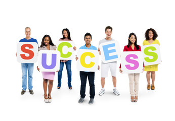 Fototapeta premium Group Of People Holding Sign of Success