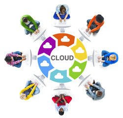 Multi-Ethnic Group of People and Cloud Computing Concepts