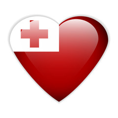 Fototapeta premium Tonga flag button.