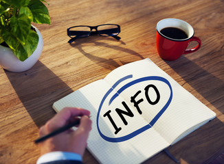 Man with Note Pad and Info Concept