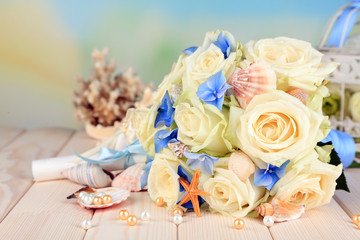 Beautiful wedding bouquet with roses