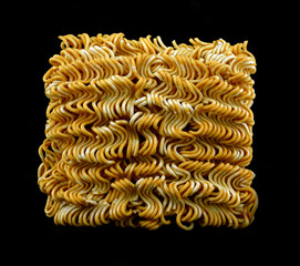 asian ramen instant noodles isolated on black background