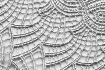 White lace material texture macro shot