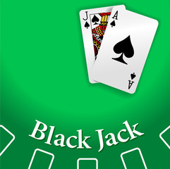 Casino BlackJack Table playing cards - obrazy, fototapety, plakaty