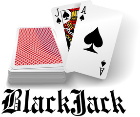 Casino black jack playing card deck - obrazy, fototapety, plakaty