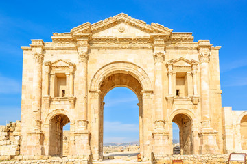 The Arch of Hadrian in the ancient Jordanian city of Gerasa