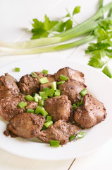 Chicken liver with green onion