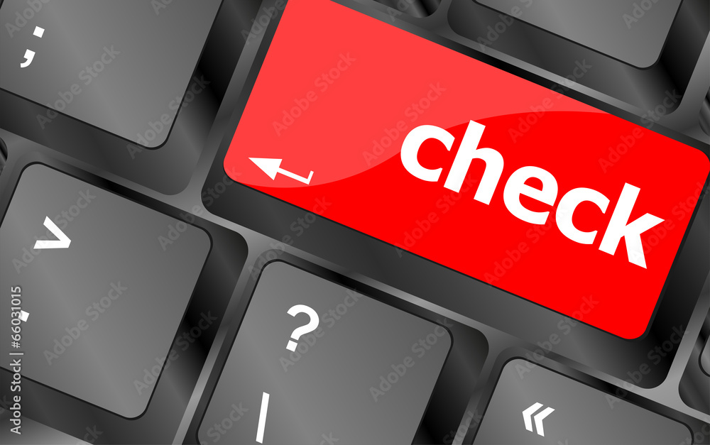 Poster check button on computer pc keyboard key