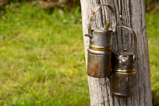 lamparas , candiles vintage de mineria