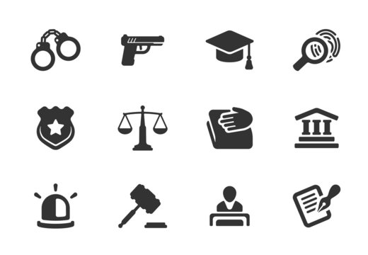 Set of justice and police icons