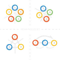 Four set of colorful vector design for workflow layout