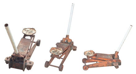 Old rusty hydraulic car floor jack