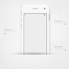 Smart Phone with Isolated. Realistic white