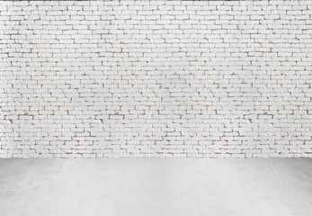 high resolution white brick wall and floor textured background
